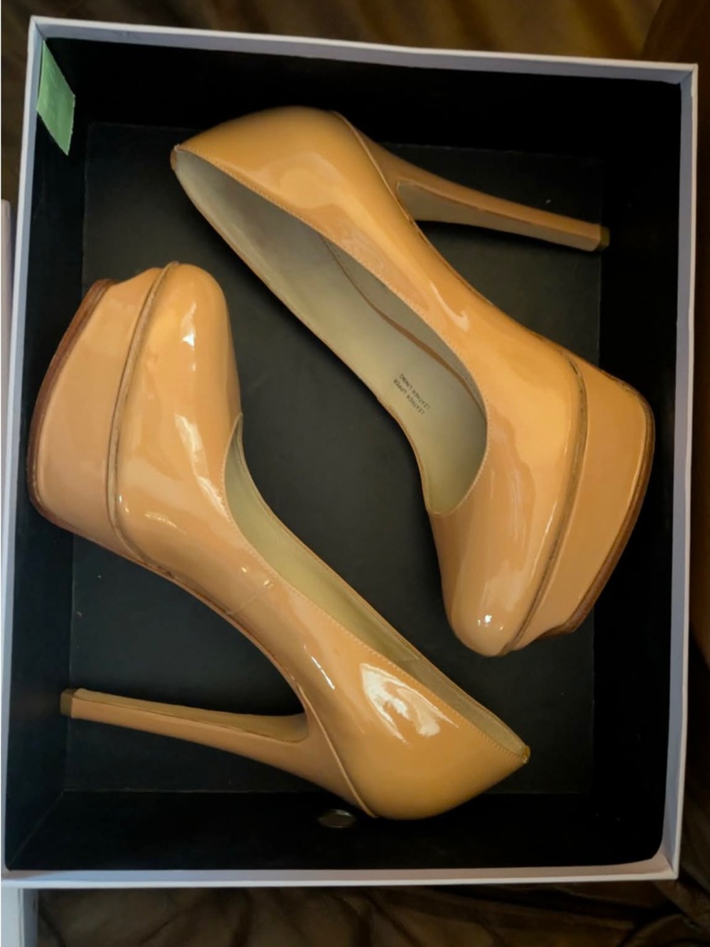 Vera Wang Patent Platform Pumps in Nude